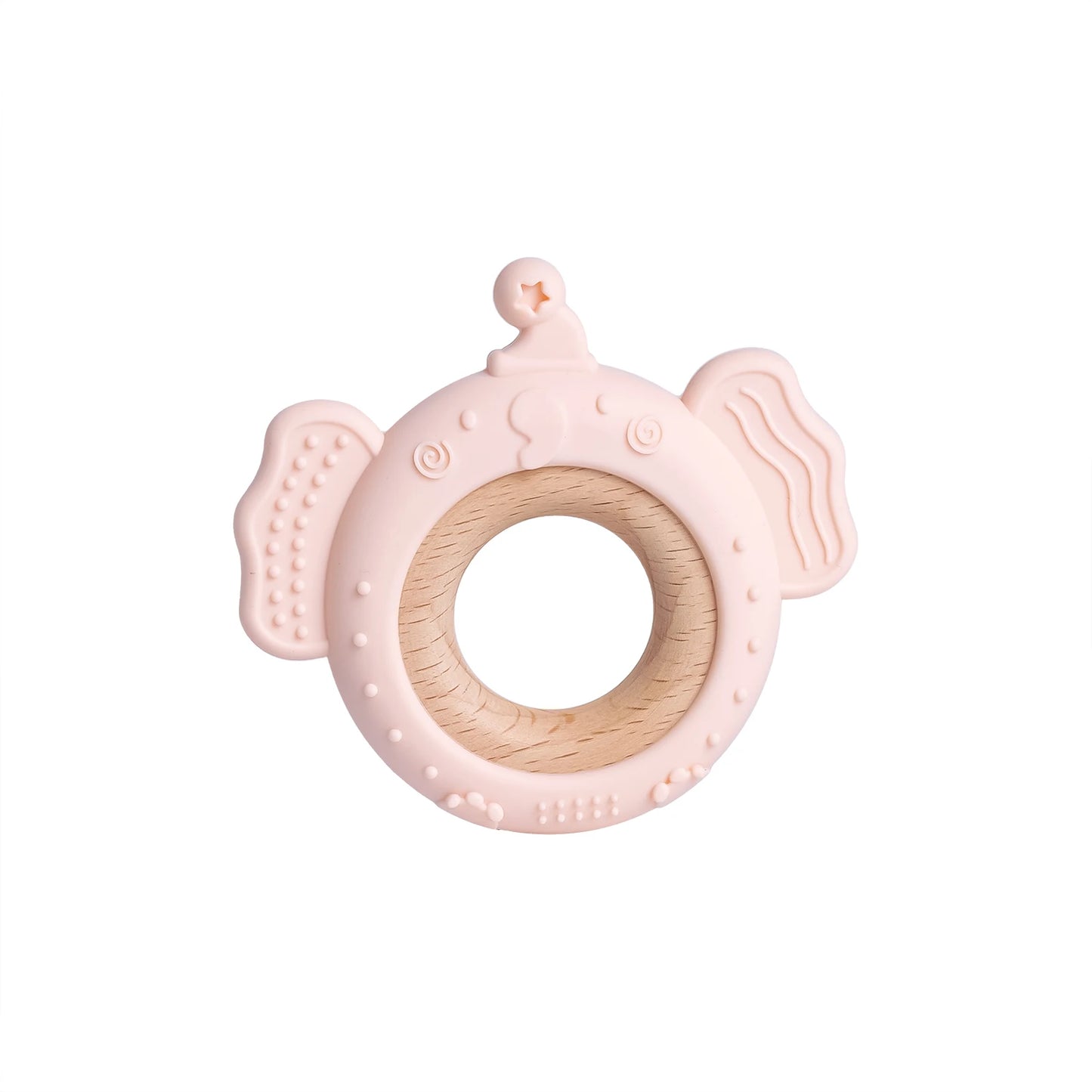 Baby Silicone Frog and Deer Wooden Teether Pendant
