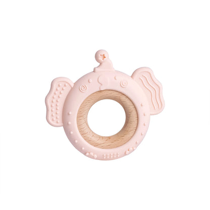 Baby Silicone Frog and Deer Wooden Teether Pendant