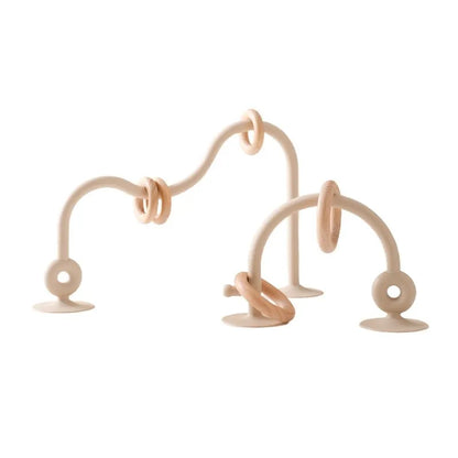 Wooden Ring Teether with Silicone Toy for Newborns
