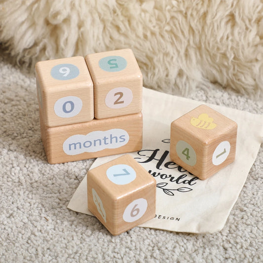 Wooden Milestone Block Ornaments for Baby Photos and Home Decor
