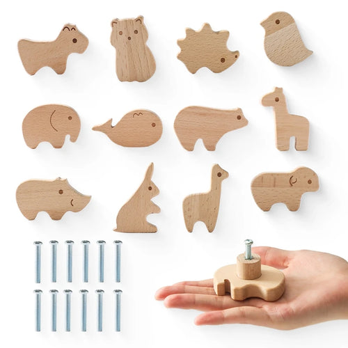 Wooden Drawer Cabinet Knobs Animal Shape Baby Room Decor