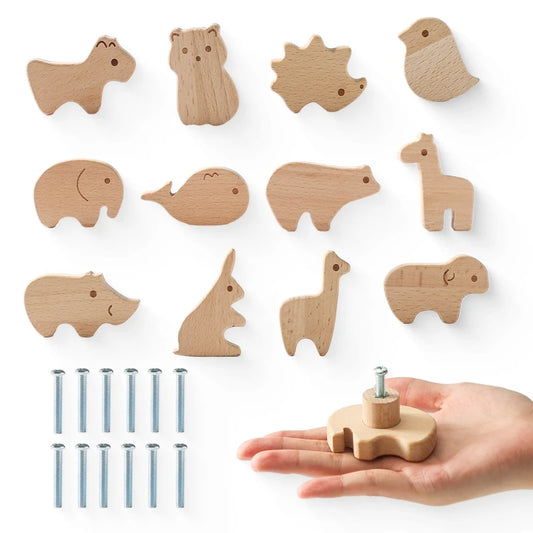 Wooden Drawer Cabinet Knobs Animal Shape Baby Room Decor