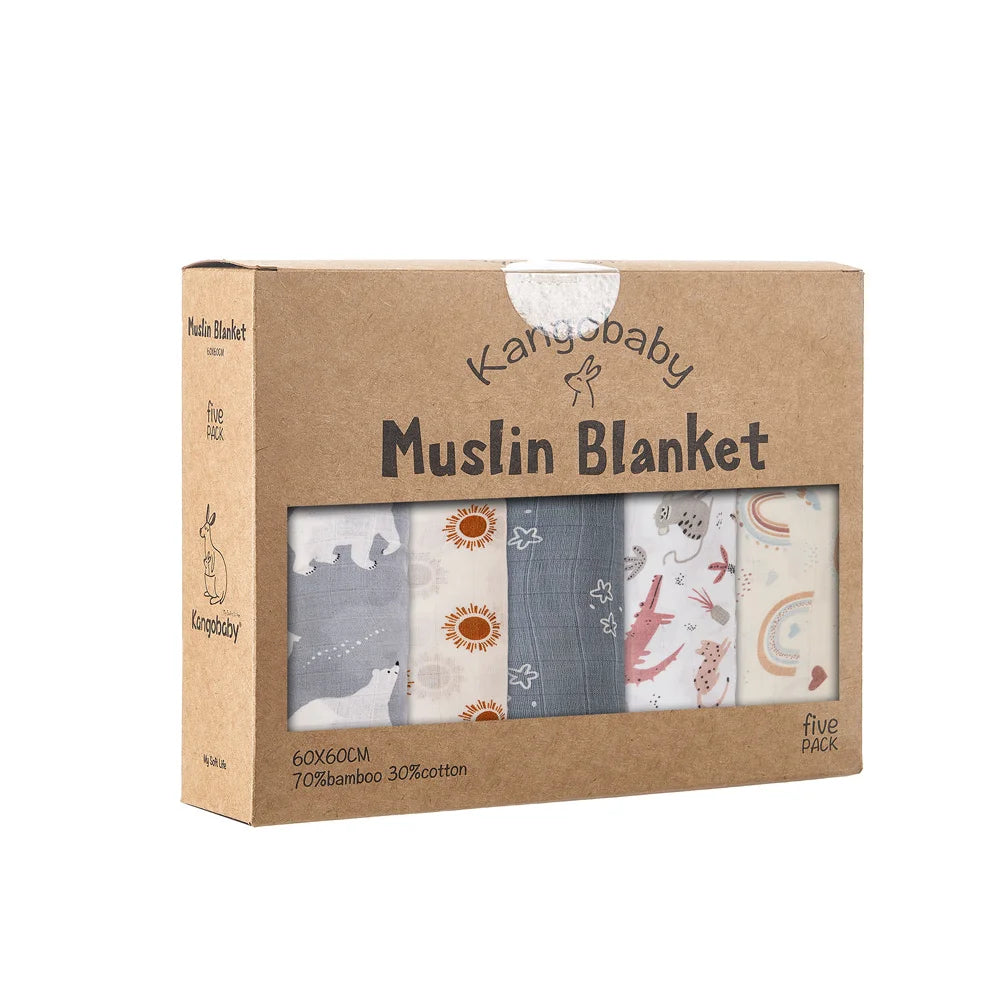 Bamboo Cotton Muslin Blanket and Burp Cloth Set