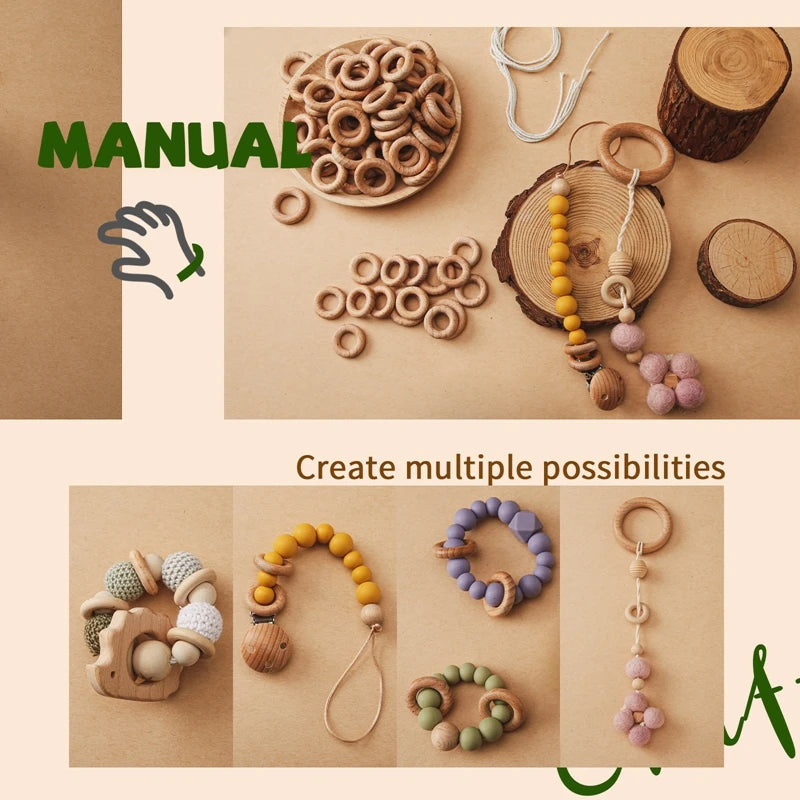 Wooden Rings DIY Teething Toys Smooth Maple Wood