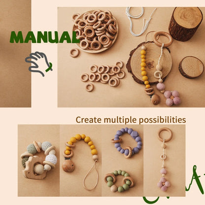 Wooden Rings DIY Teething Toys Smooth Maple Wood