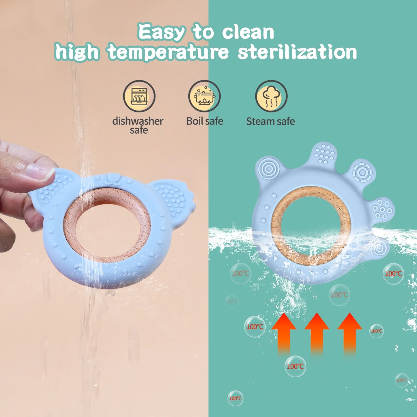Baby Silicone Ring Bracelet Teether