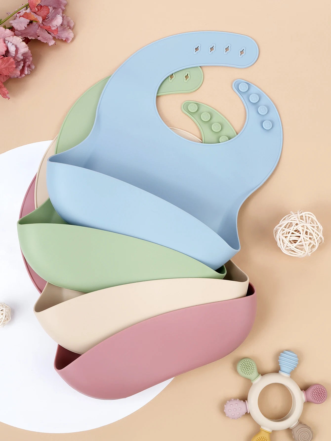 Colorful Baby Silicone Feeding Tableware Set