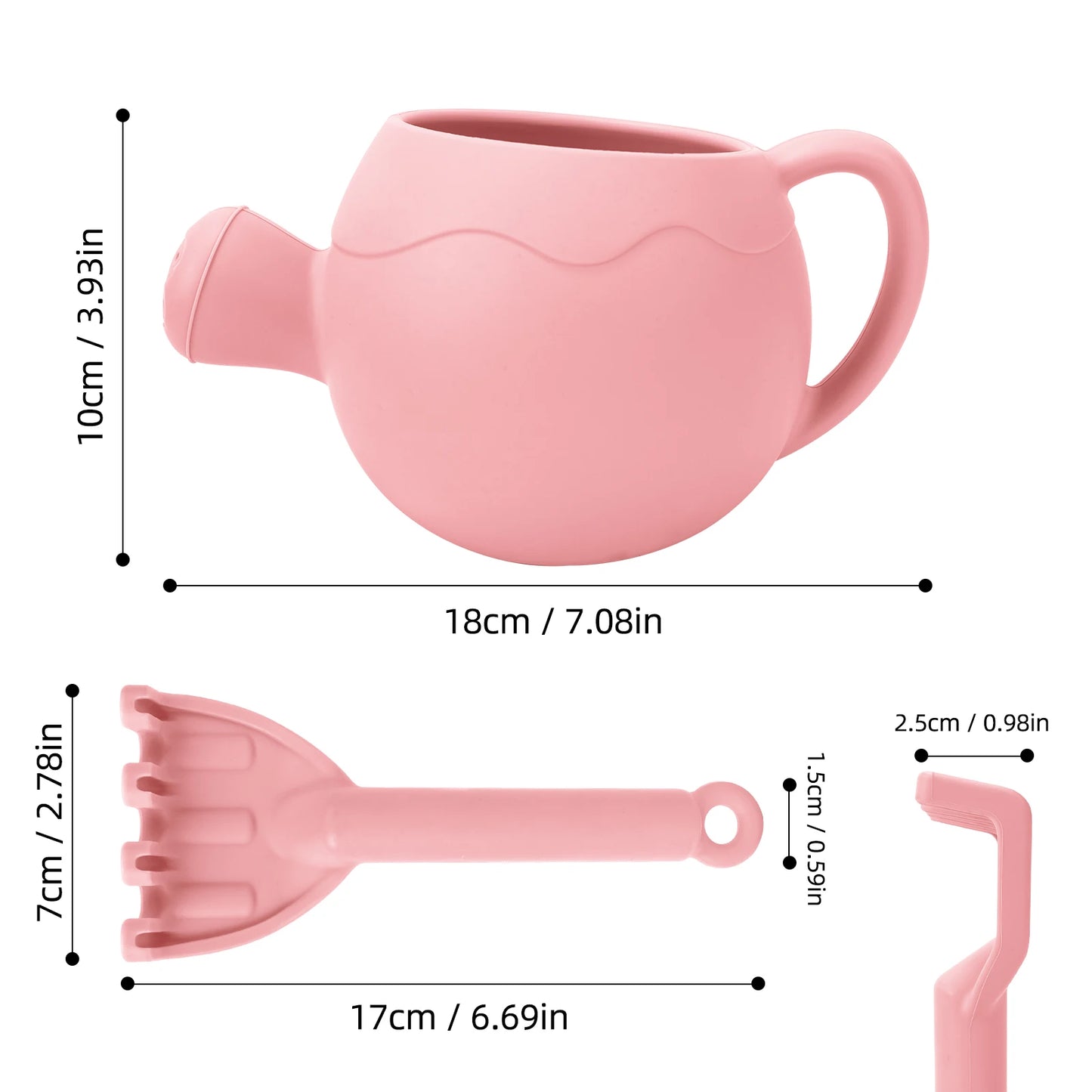 Silicone Beach Sand Toy Set with Bucket Shovel and Rake