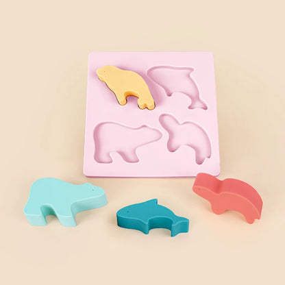 Montessori Silicone Puzzle Board with Geometric Shapes