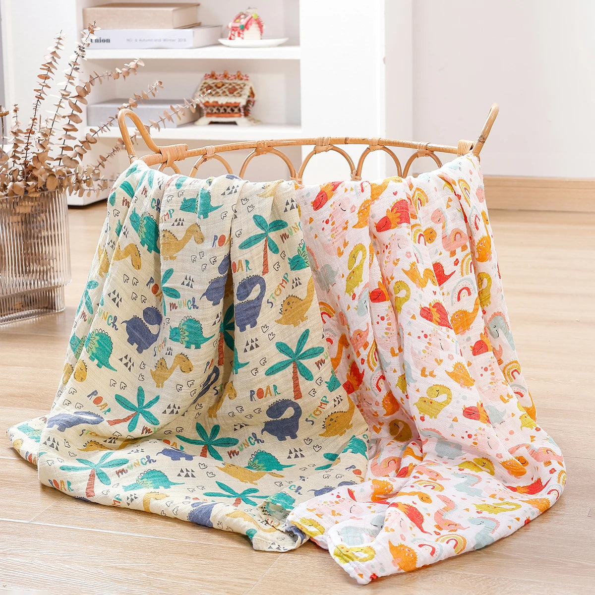 Bamboo Cotton Muslin Baby Swaddle Blanket Quilt