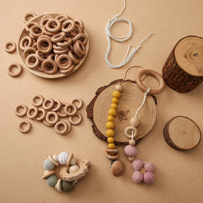 Wooden Rings DIY Teething Toys Smooth Maple Wood