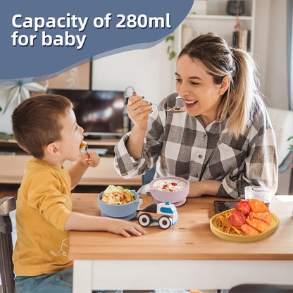 Baby Suction Bowl Cartoon Cat Design Training Tableware
