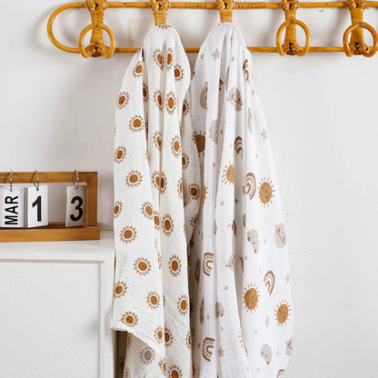 Bamboo Cotton Muslin Baby Swaddle Blanket Quilt