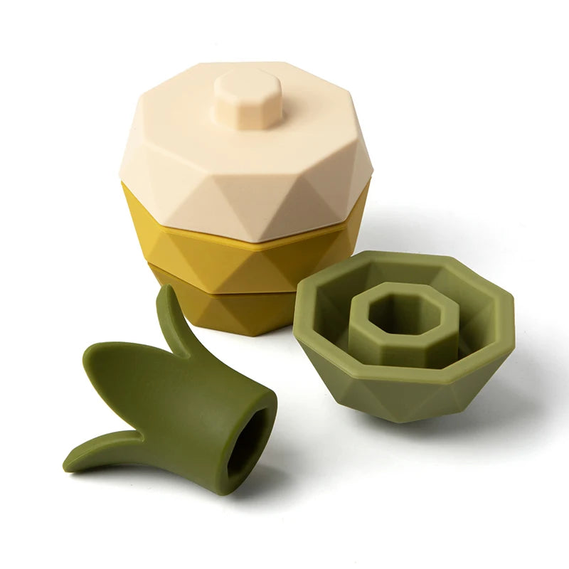 Silicone Fruit Building Block Stacking Toy for Babies