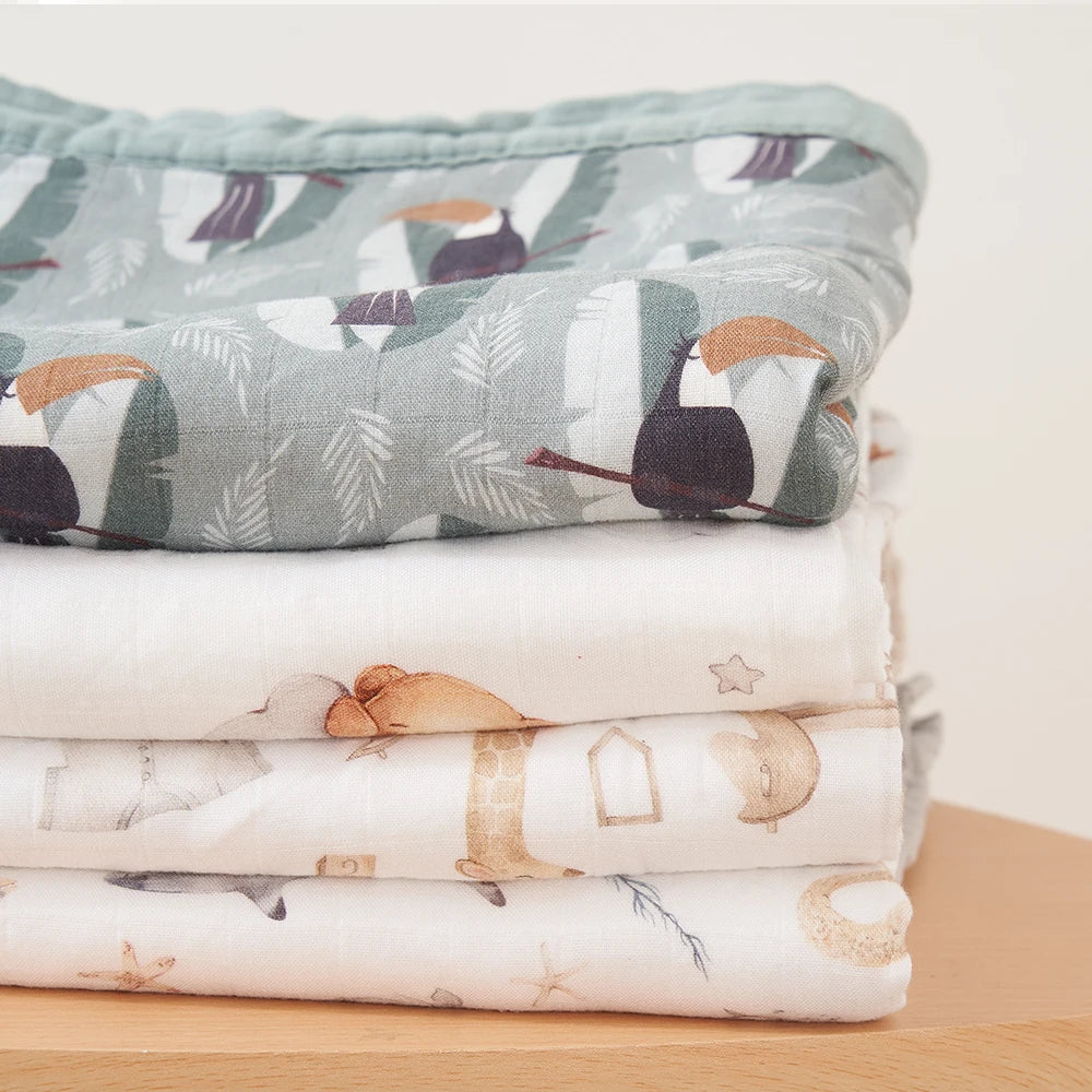 Thicker Bamboo Cotton Muslin Swaddle Baby Quilt
