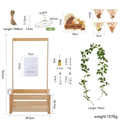 Wooden Baby Shower Storage Basket with Handle Organizer