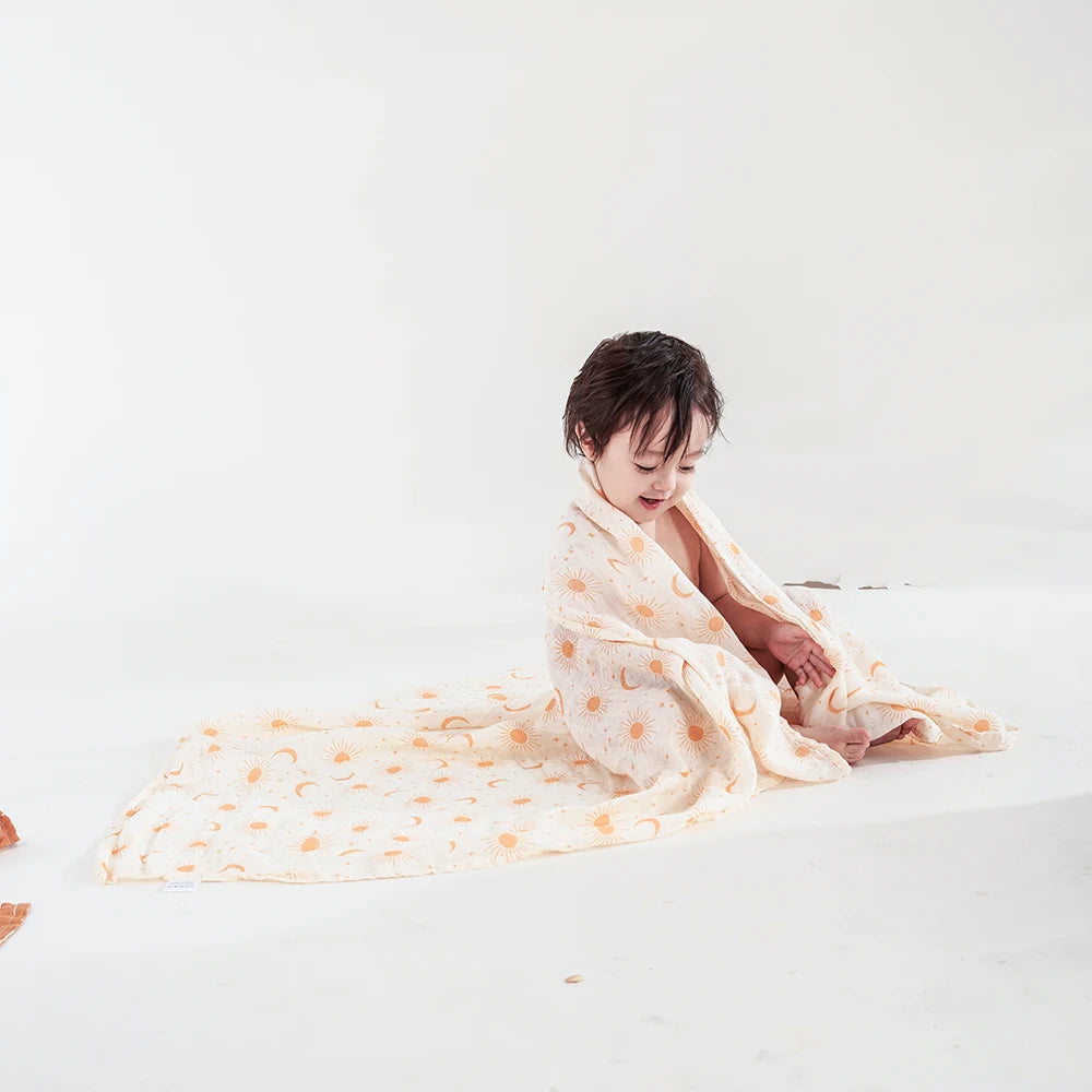 Double Layer Cotton Muslin Swaddle Baby Blanket Set
