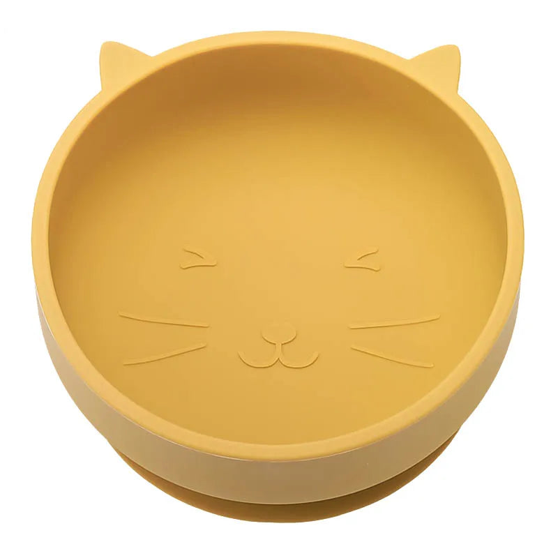 Baby Suction Bowl Cartoon Cat Design Training Tableware