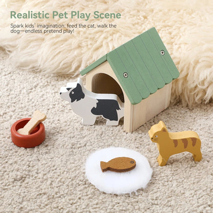 Wooden Animal Building Blocks Imaginative Play Scene Set