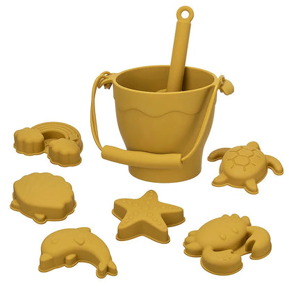 Silicone Beach Toy Set with Bucket Shovel and Water Play