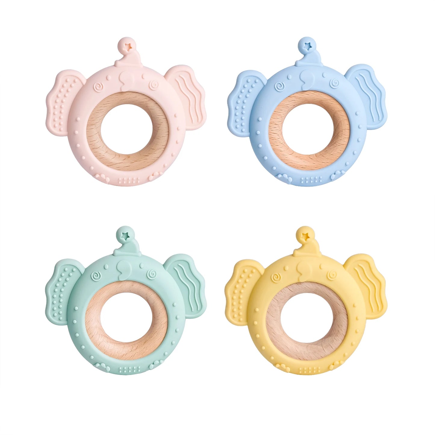 Baby Silicone Frog and Deer Wooden Teether Pendant