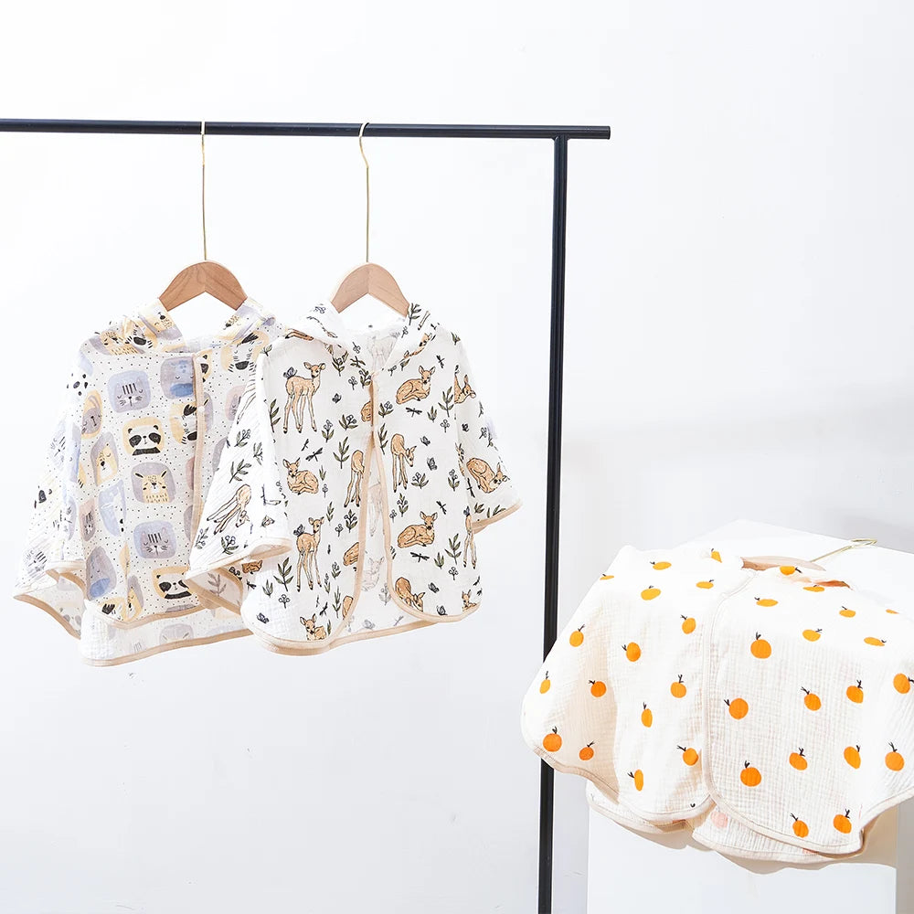 Cotton Muslin Hooded Baby Bath Towel Infant Swaddle