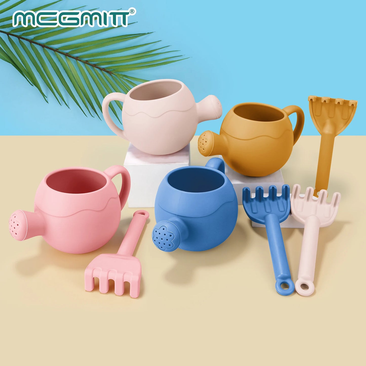 Silicone Beach Sand Toy Set with Bucket Shovel and Rake