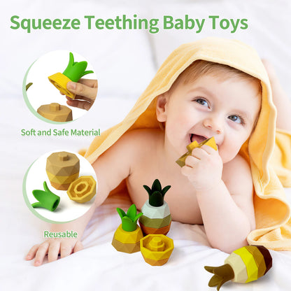 Silicone Fruit Building Block Stacking Toy for Babies