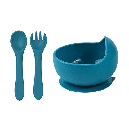 Toddler Silicone Feeding Bowl and Spoon Fork Set
