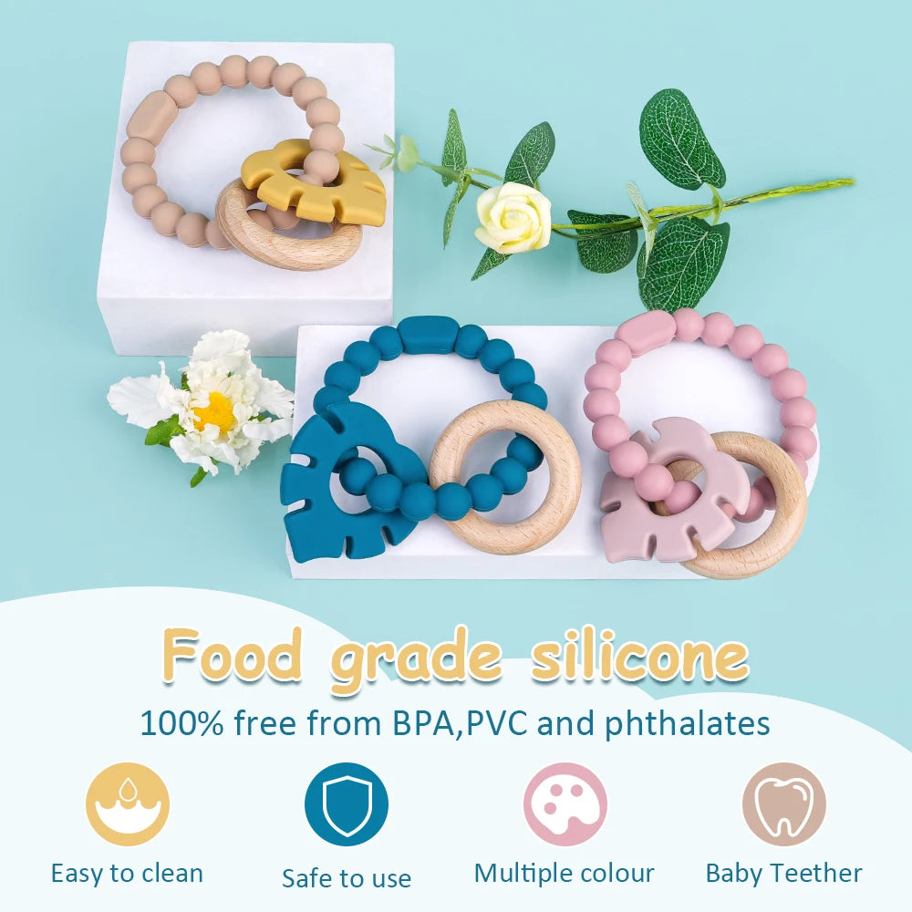 Baby Silicone Leaf Teething Ring Toy