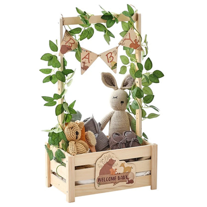Wooden Baby Shower Storage Basket with Handle Organizer