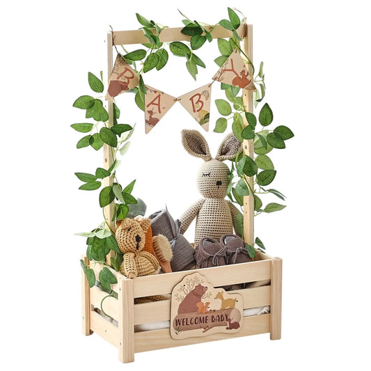 Wooden Baby Shower Storage Basket with Handle Organizer
