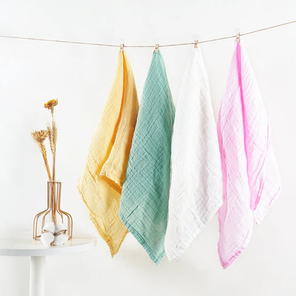 Cotton Muslin Baby Bib and Burp Cloth Scarf Set