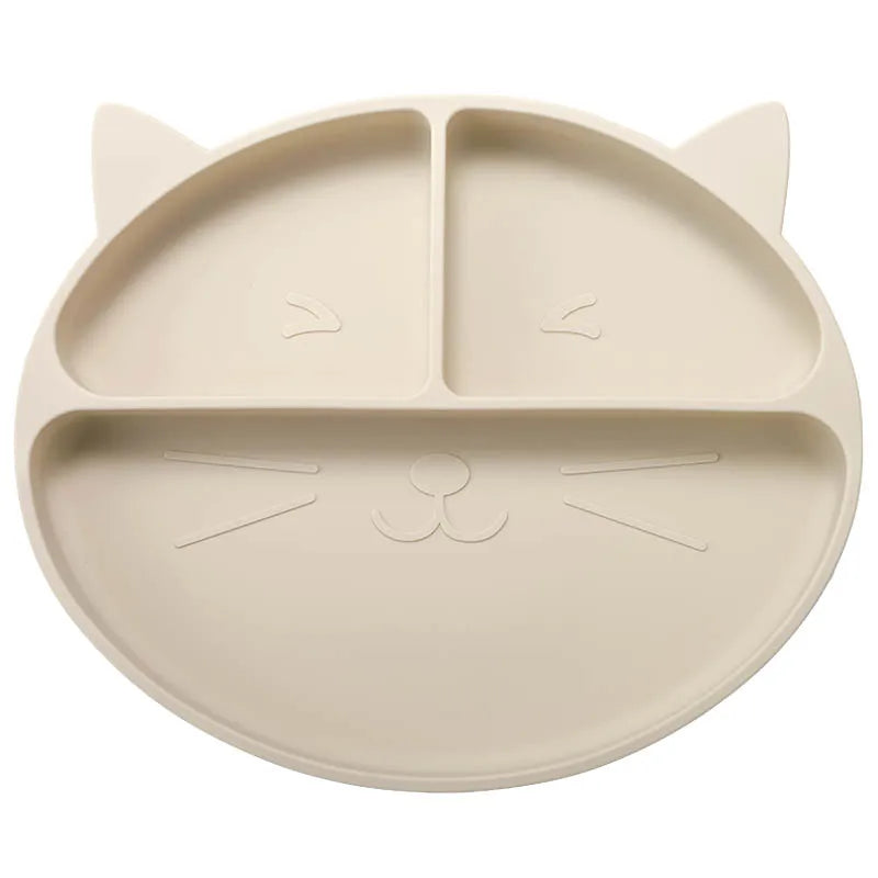 Baby Tableware Set Silicone Feeding Plate Bowl Spoon Fork