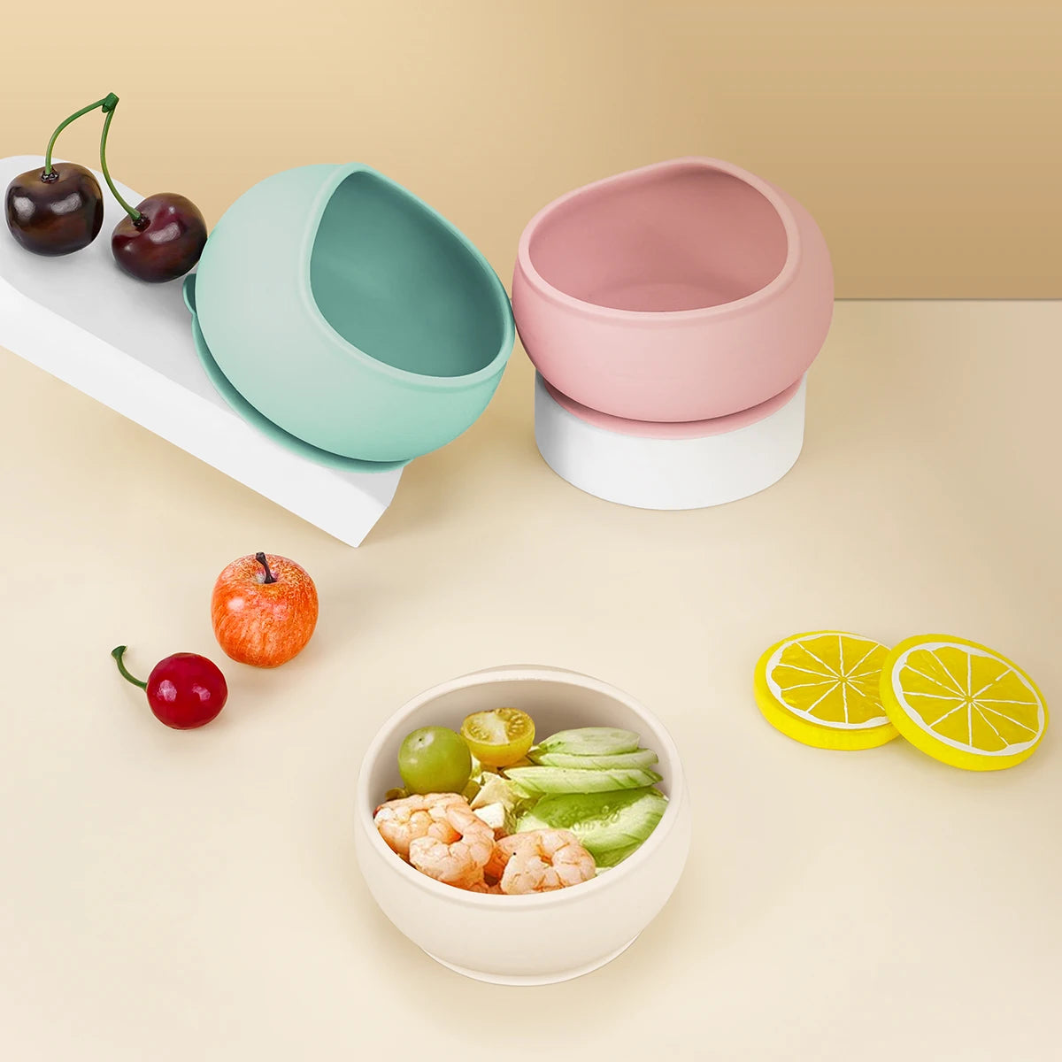 Cute Cartoon Baby Silicone Suction Bowl