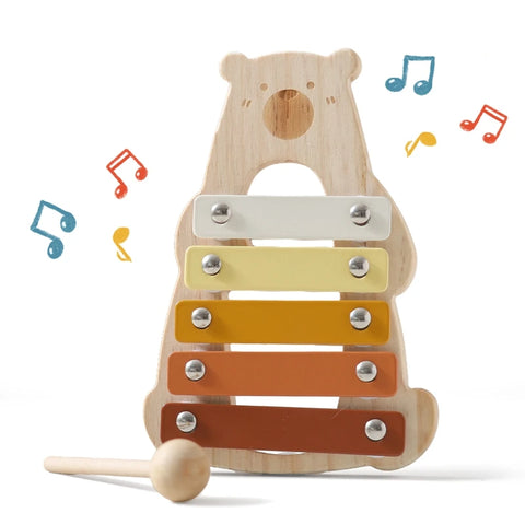 Cartoon Bear Xylophone with Wooden Mallets for Kids