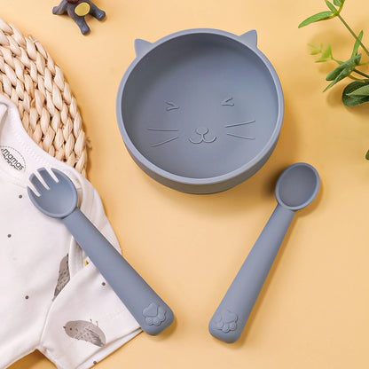 Baby Silicone Suction Bowl and Feeding Spoon Set