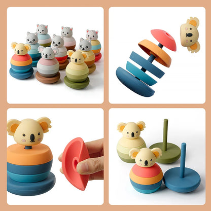 Soft Silicone Building Blocks and Teething Rattles for Babies