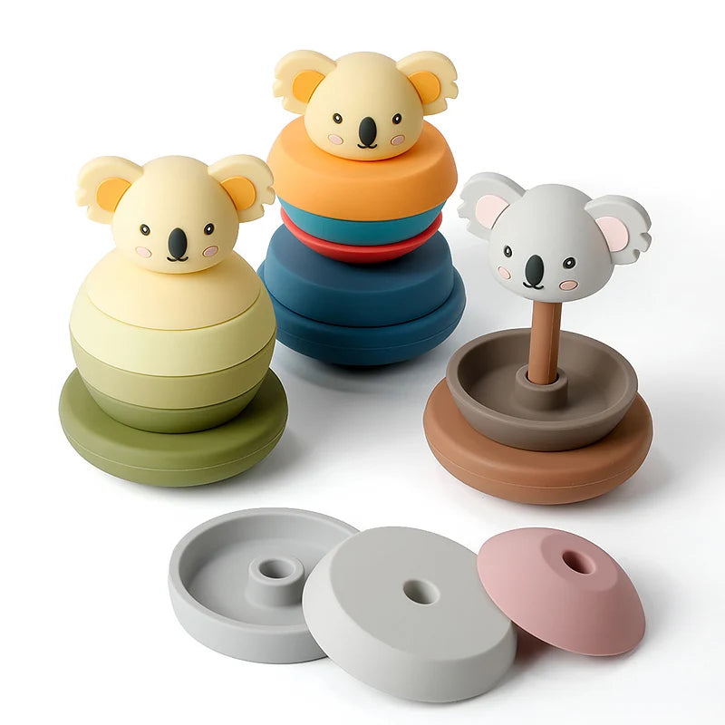 Soft Silicone Building Blocks and Teething Rattles for Babies