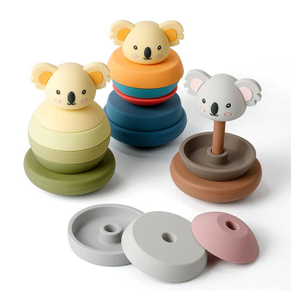 Soft Silicone Building Blocks and Teething Rattles for Babies