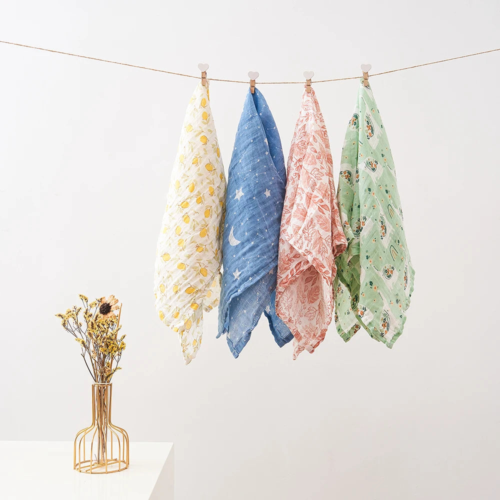 Cotton Muslin Baby Bib and Burp Cloth Scarf Set