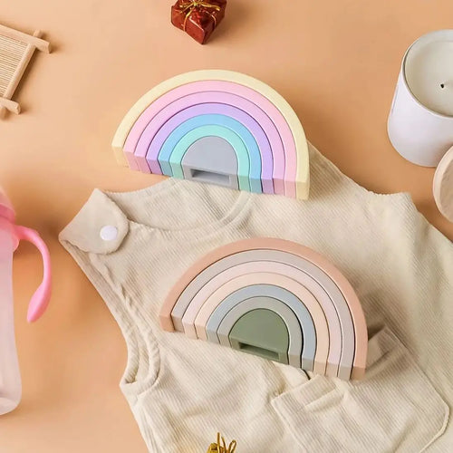 Silicone Rainbow Stacker Montessori Puzzle Toy for Kids