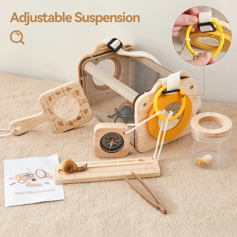 Kids Outdoor Exploration Set with Insect Net and Magnifying Glass