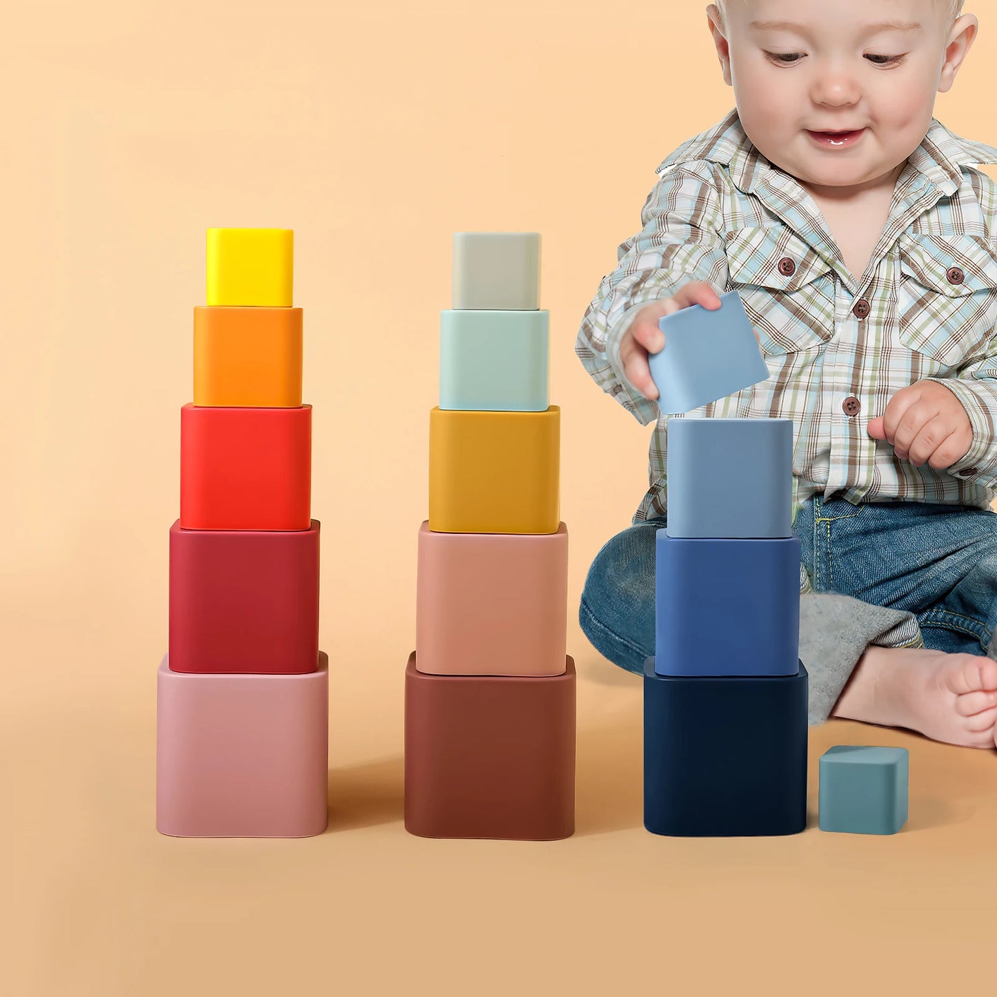 Silicone Stacking Cups Educational Bath Toys for Toddlers