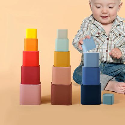 Silicone Stacking Cups Educational Bath Toys for Toddlers