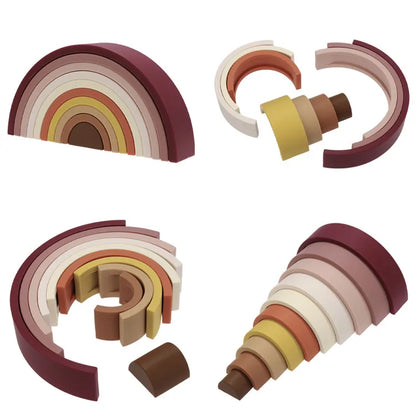 Silicone Rainbow Stacking Toy Montessori Puzzle Set