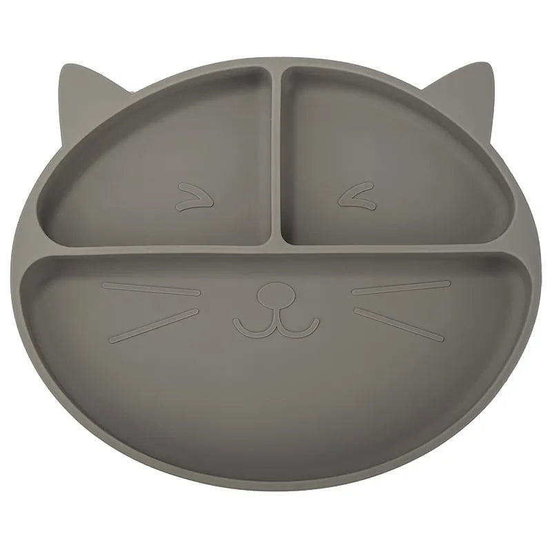 Baby Tableware Set Silicone Feeding Plate Bowl Spoon Fork