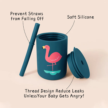 Silicone Baby Straw Cup Leakproof Toddler Water Bottle