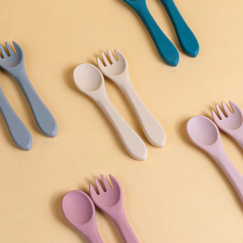 Soft Silicone Baby Spoon and Fork Set