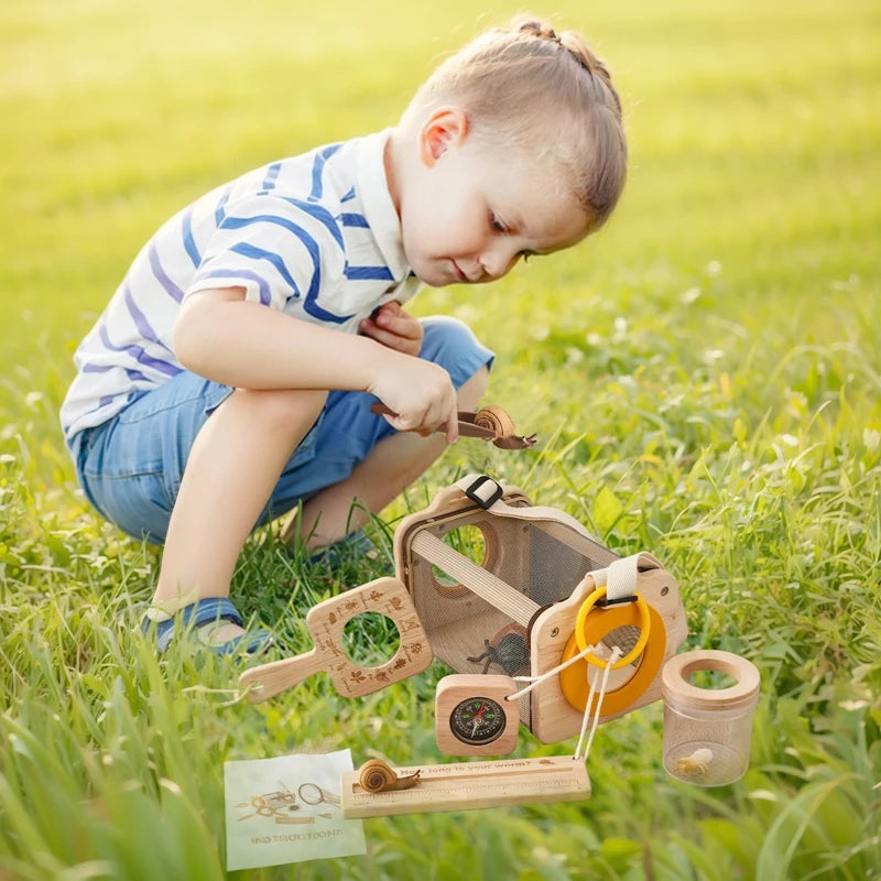 Kids Outdoor Exploration Set with Insect Net and Magnifying Glass